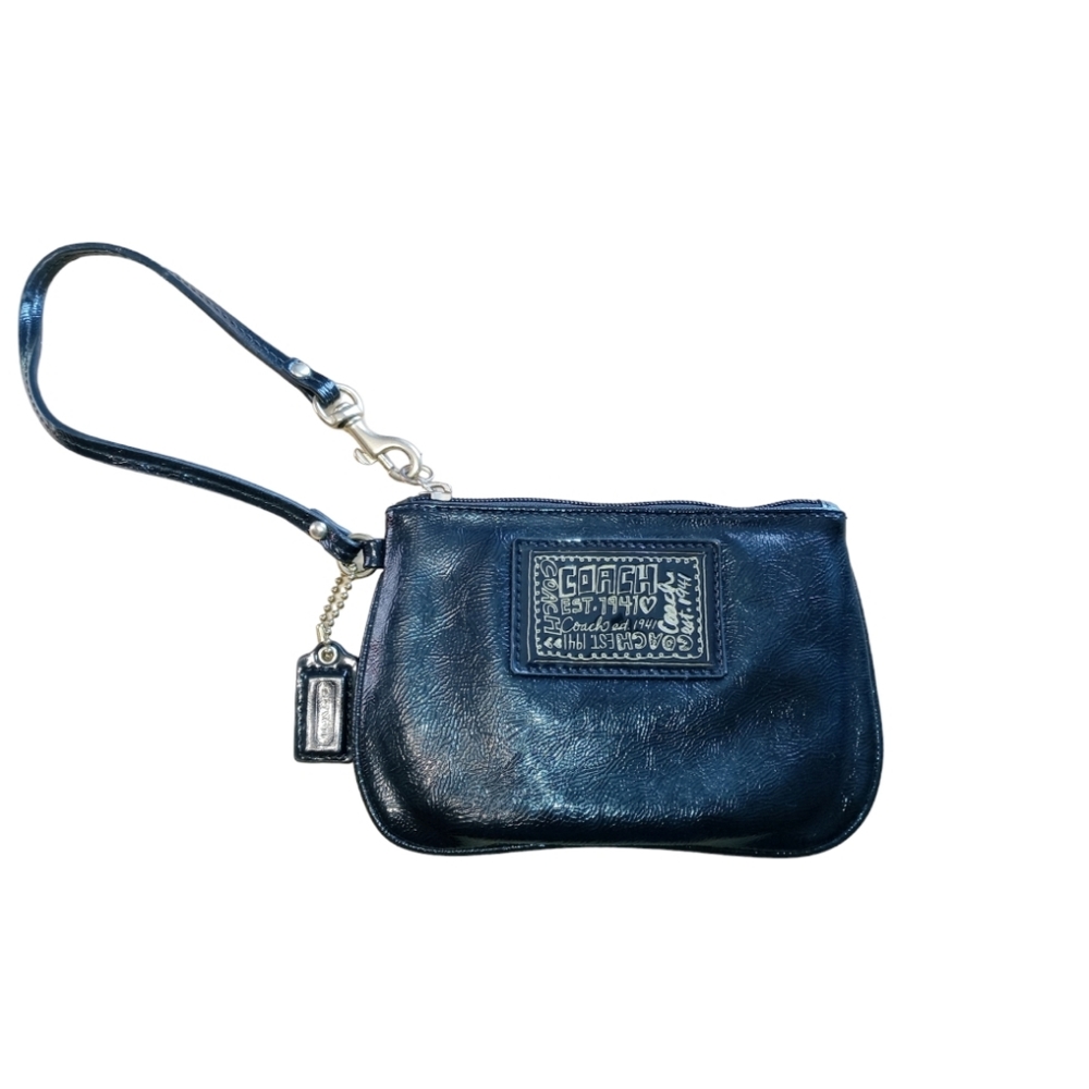 Coach Poppy Black Patent Leather Wristlet EUC
